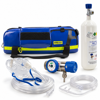 Sauerstofftasche AEROcase EMS mit Sauerstoffflasche 2 l, Druckminderer GCE Mediselect 25, Sauerstoffmaske und Nasenbrille