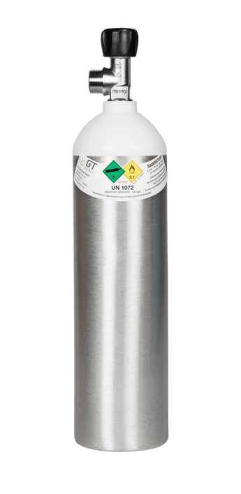 Aluminium 1.8 l cylinder for high-altitude breathing oxygen