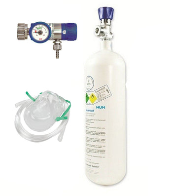 Austausch einer 2 l Sauerstoffflasche mit Druckminderer und Maske - Medizinischer - Sauerstoff.de - bluAqua©