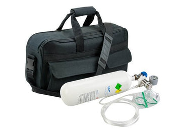 Emergency bag with oxygen bottle and pressure reducer