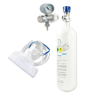 Sauerstoff Notfallset, Vorrat für 100 Minuten Beatmung - Medizinischer - Sauerstoff.de - bluAqua©