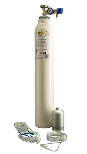 10 l Sauerstoffflasche mit Druckminderer GCE Mediselect II 25 und Maske