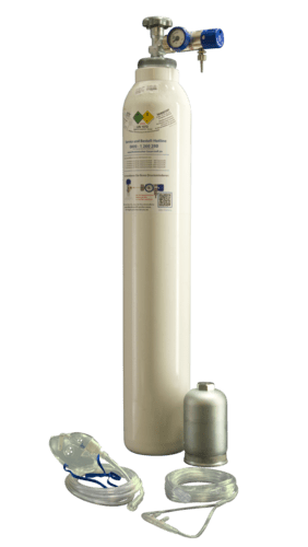Oxygen cylinder with pressure reducer in exchange