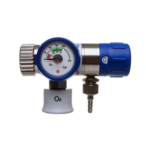 GCE Mediselect II 25 O₂-Druckminderer mit Manometer, Flowregler und zusätzlichem DIN-Geräteanschluss