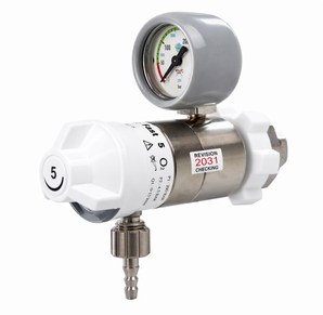 HUM AEROway Fast 5 Sauerstoff-Druckminderer mit Flascheninhaltsmanometer und fein abgestuftem Flowregler 0–5 l/min