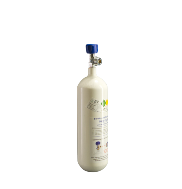 2 l Sauerstoffflasche mit Druckminderer GCE Mediselect II 25, Maske